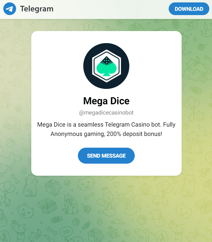 1.  Megadice – Παίξτε τυχερά παιχνίδια καζίνο διαμέσου μιας bot Telegram εφαρμογής