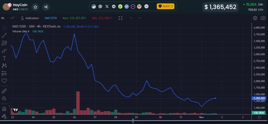 HayCoin Hot pairs στα Dextools για τον Νοέμβριο του 2023