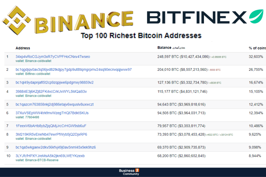 100 πιο πλούσια πορτοφόλια Bitcoin