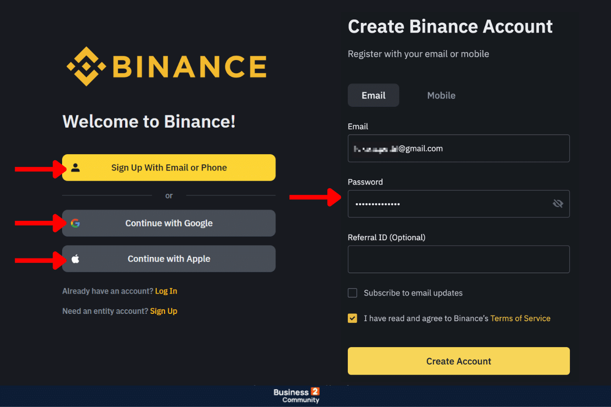 binance δημιουργία λογαριασμού