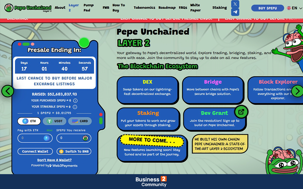 προπώληση pepe unchained 50 εκατομμύρια