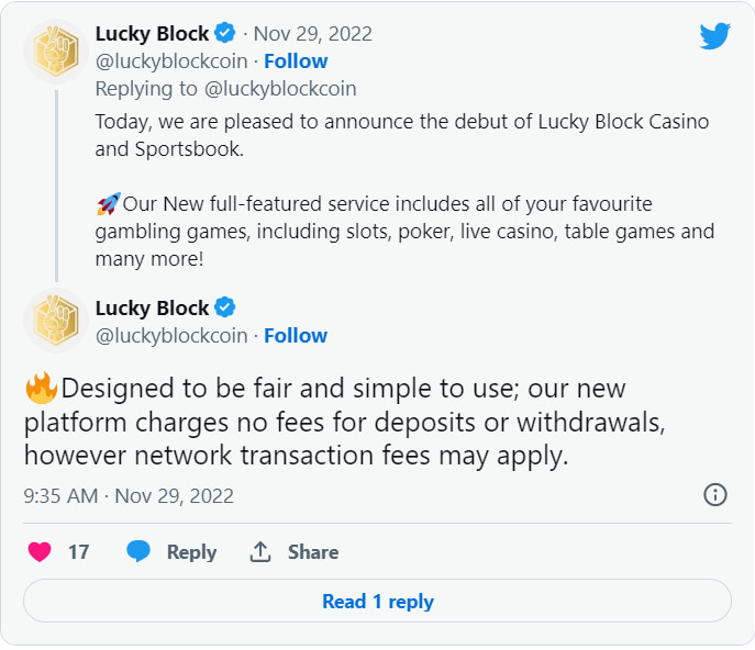 LuckyBlock na Twiteru