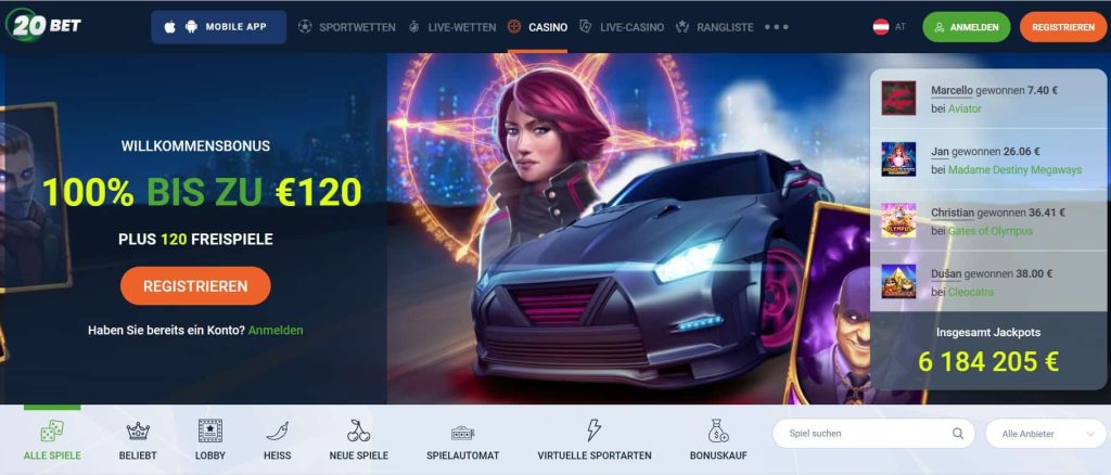 uzivo kladjenje 20bet casino