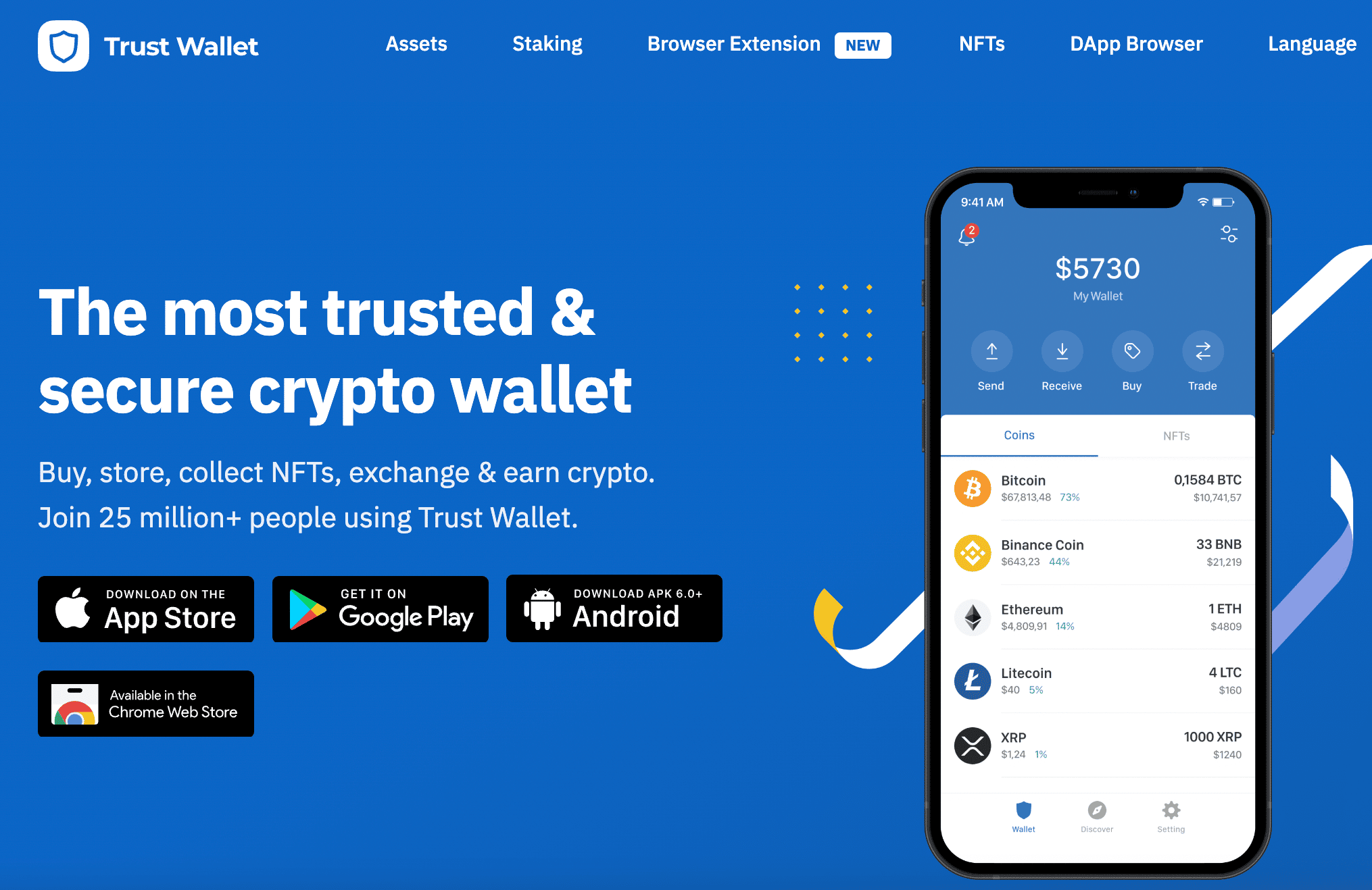 Trust Wallet main page