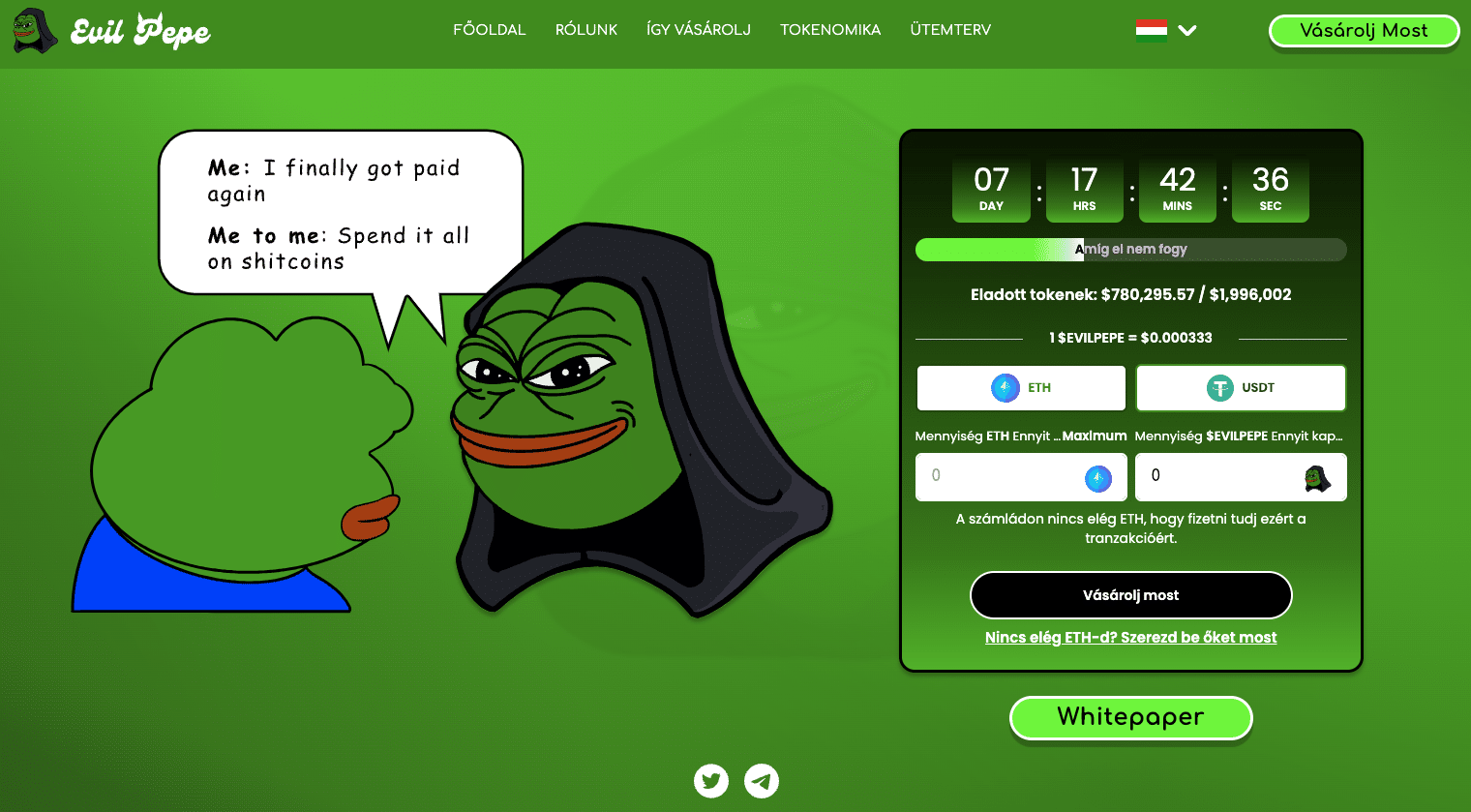 evil pepe érme főoldala