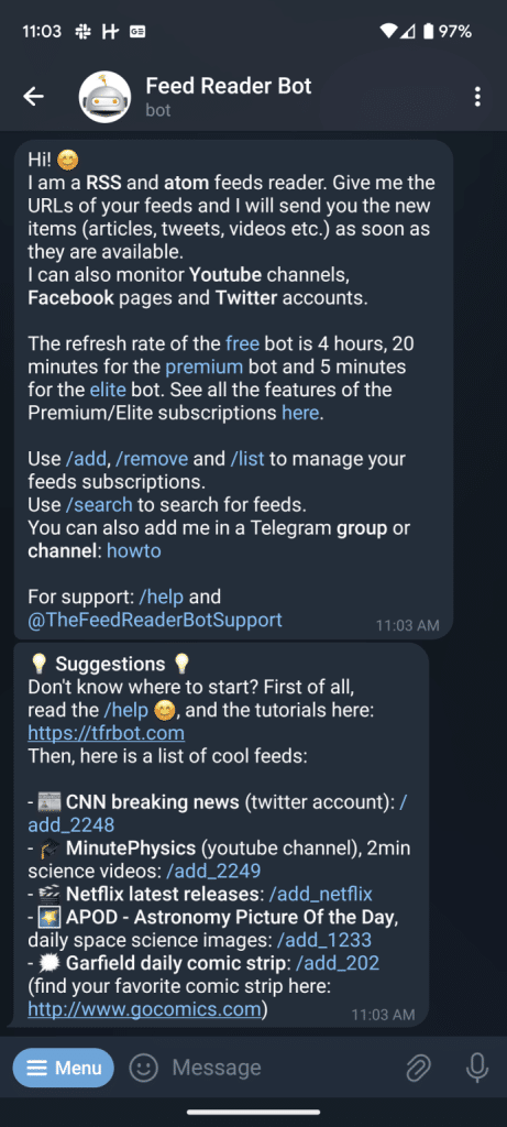 Feed Reader Bot