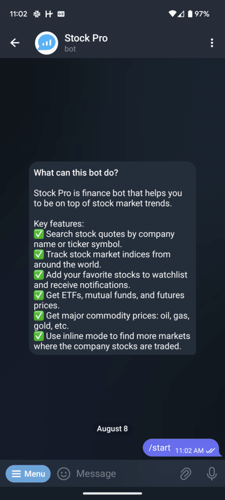 Stock Pro Telegram Bot