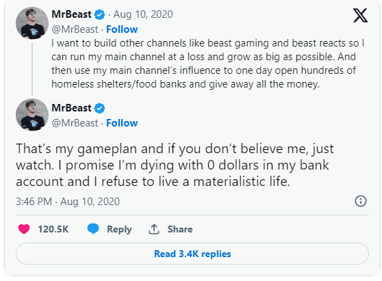 MrBeast tweet