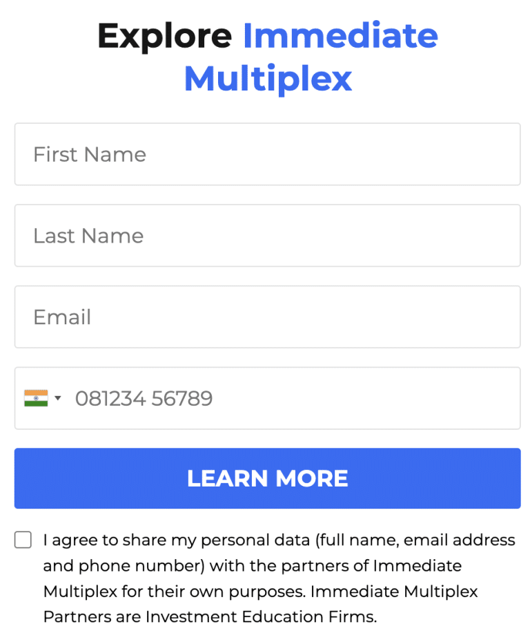 create an account on Immediate Multiplex