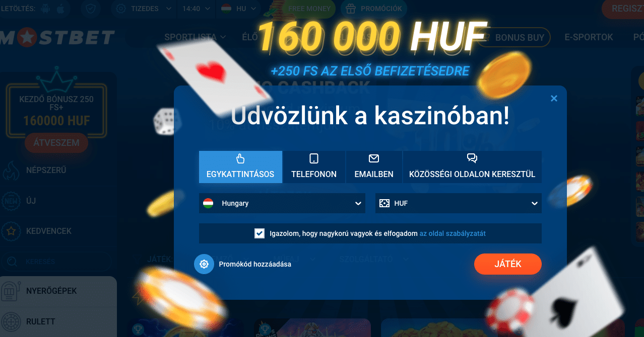 mostbet 160 000 huf befizetesi bonusz