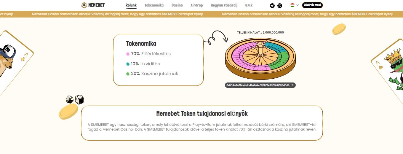 Memebet Token tokenomika