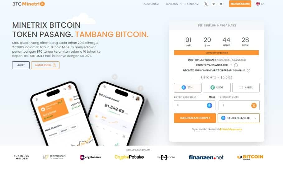 Bitcoin Minetrix Cryptocurrency untuk Dibeli