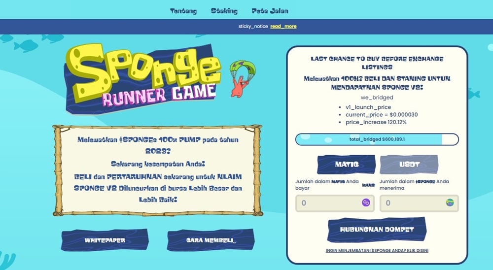 Sponge V2 - Permainan Penuh Aksi sebagai Penghasil Kripto