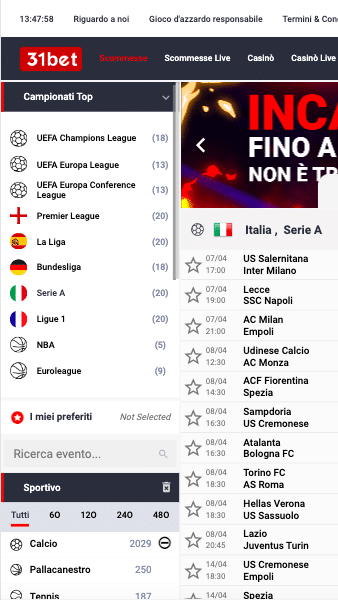 app scommesse 31bet