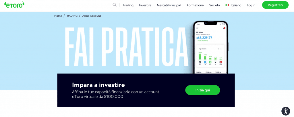 eToro: apri un conto demo e impara a fare trading