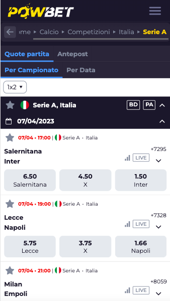 powbet web app scommesse