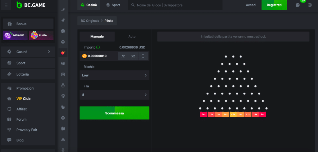 Plinko su Goldbet: grandi vincite