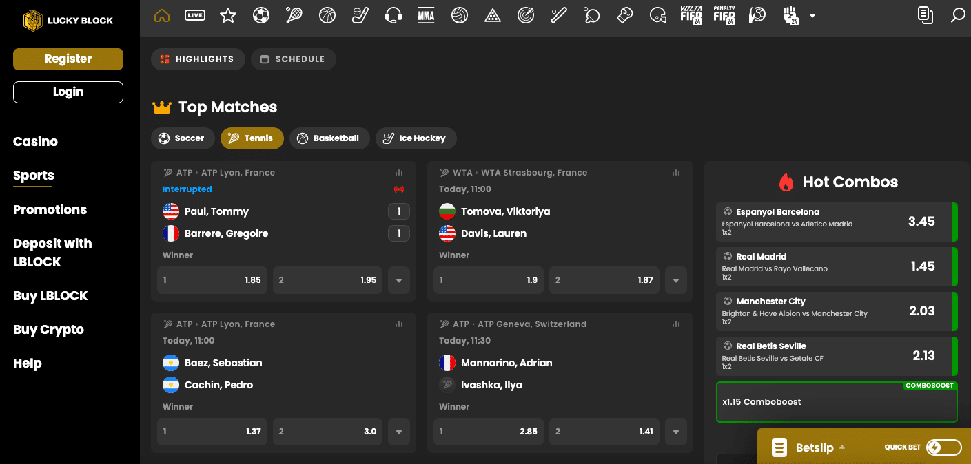 siti scommesse tennis lucky block