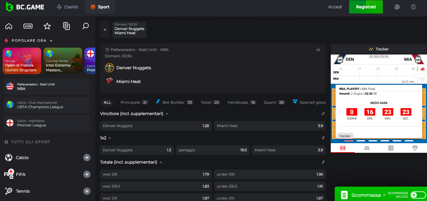 scommesse finali nba bcgame