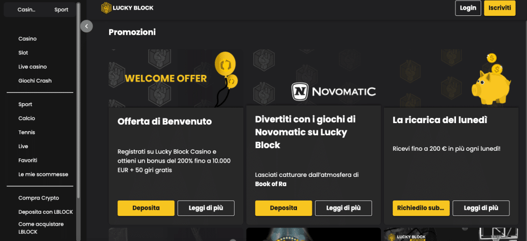 casino bonus senza deposito - lucky block