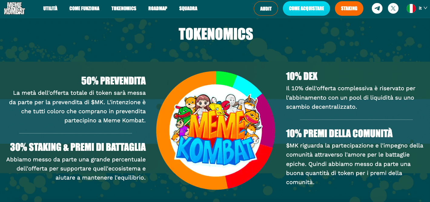 previsioni meme kombat - tokenomic