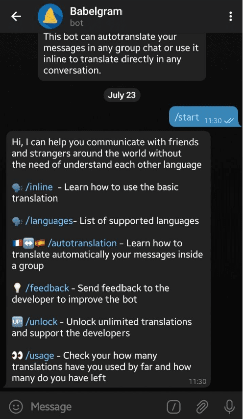 Bot Telegram - Babelgram