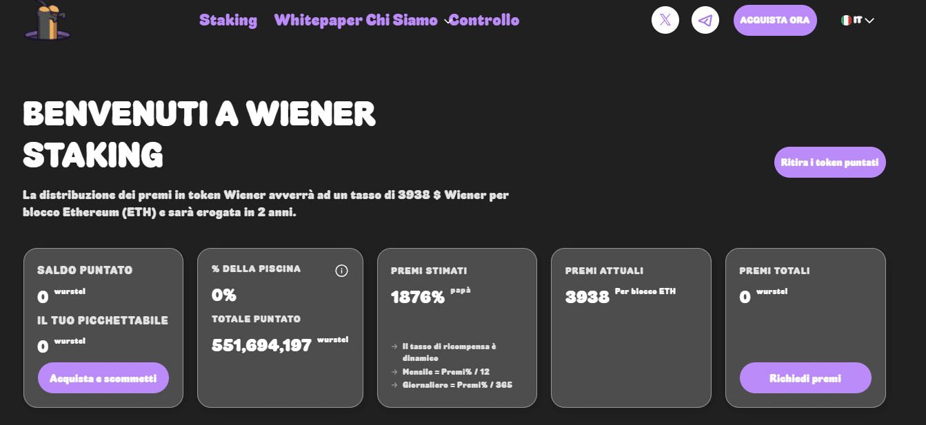 comprare wiener ai - staking