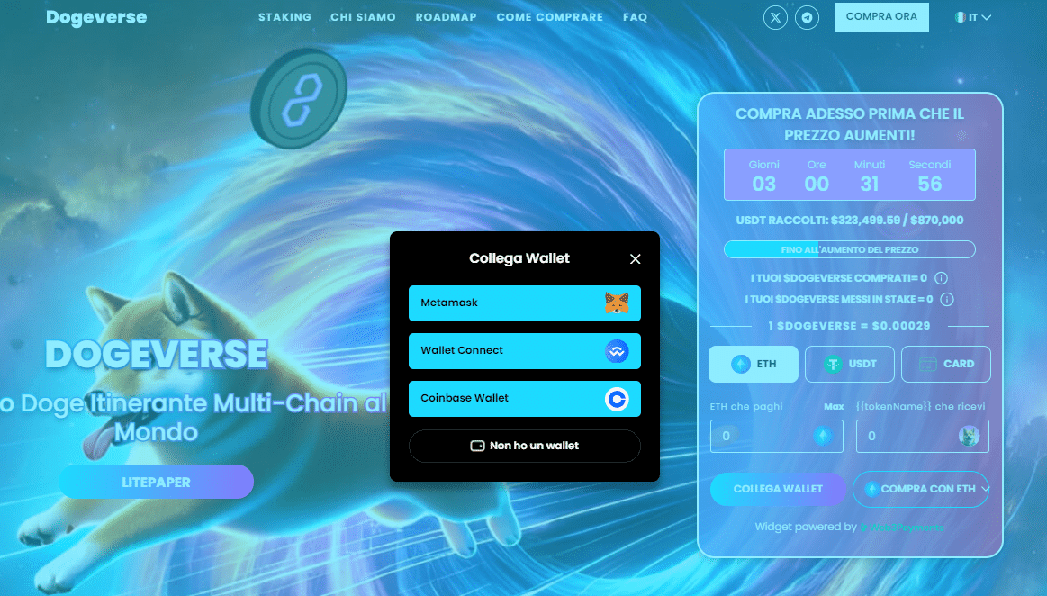 comprare dogeverse - collega wallet