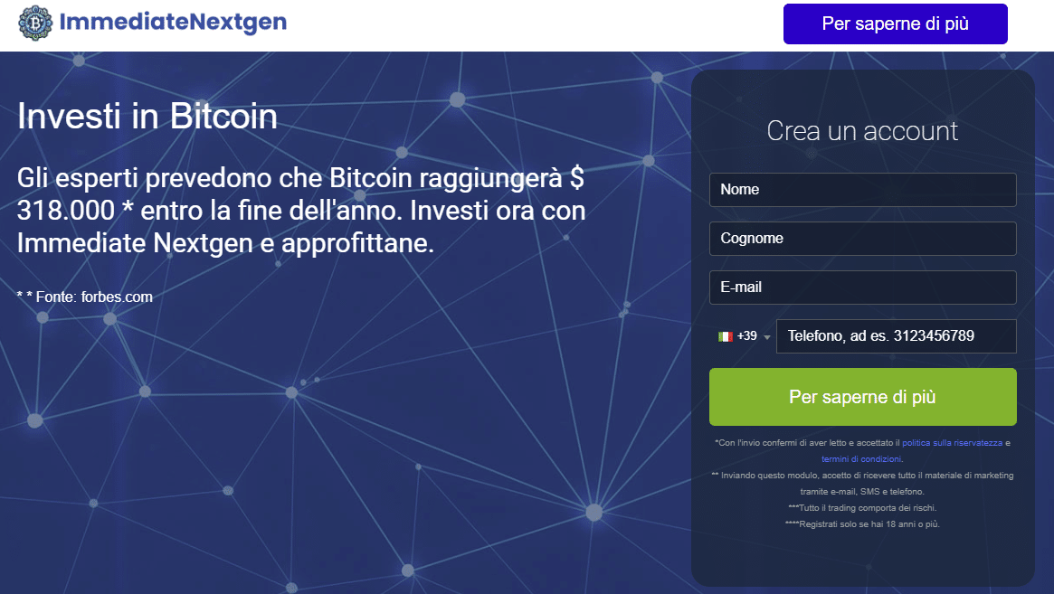 Immediate Nextgen - registrazione