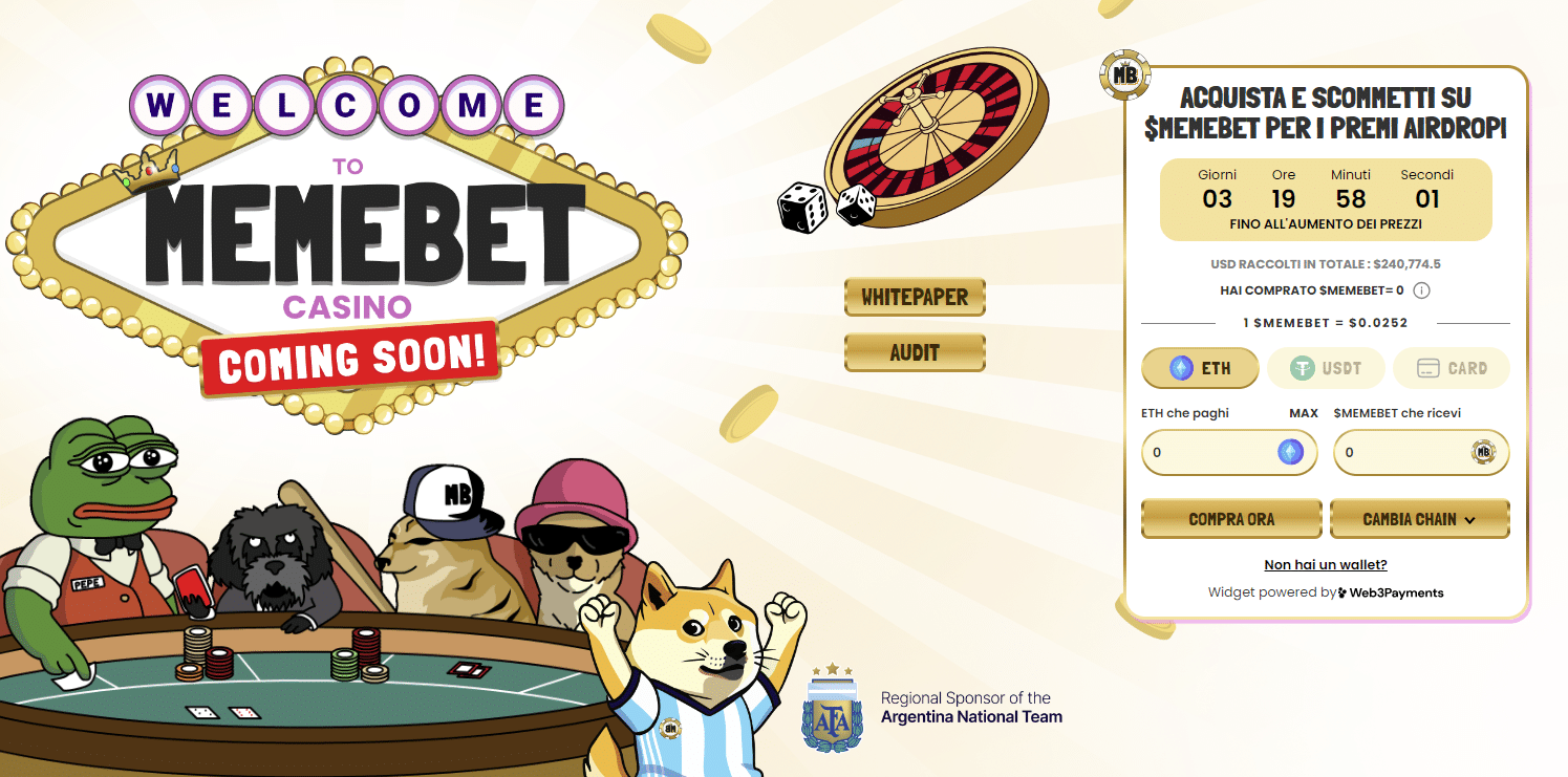 comprare memebet token - homepage