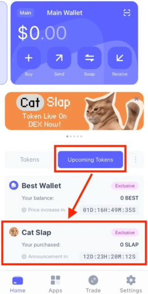 comprare catslap - acquisto con best wallet