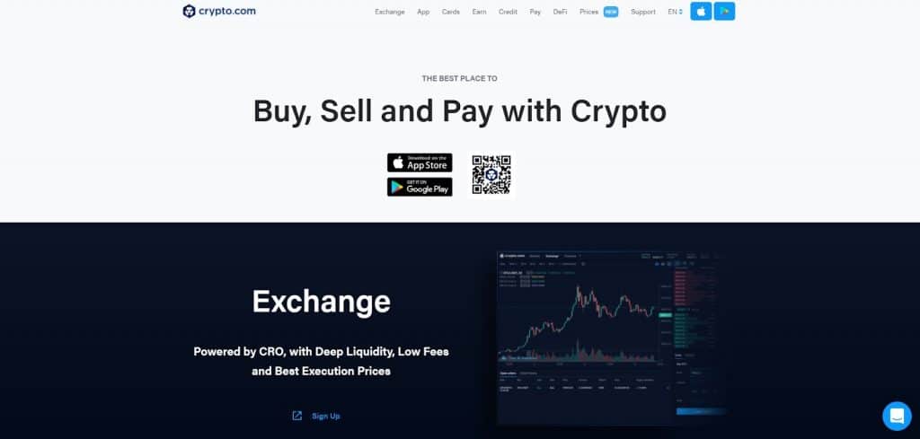 Crypto.com画面　Exchangeの手数料