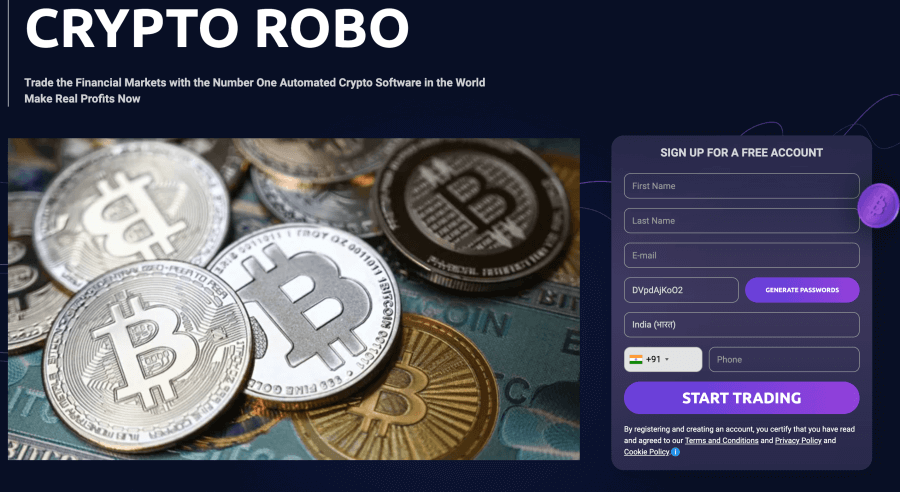 Crypto Roboの公式ウェブサイト画面