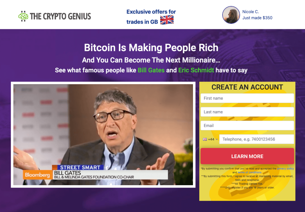 Crypto Geniusの公式ウェブサイト