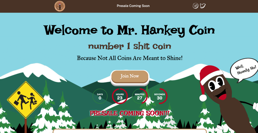 Mr. Hankeyの公式ウェブサイト画面接写