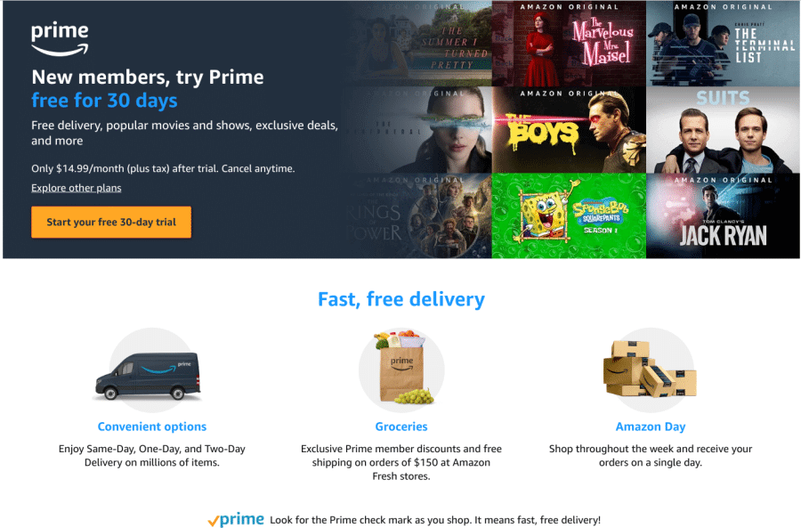 Amazon prime・アマゾンプライムのウェブサイト