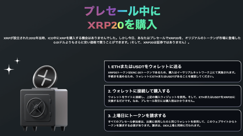 XPR20のウェブサイト画面