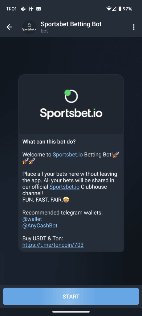 Sportsbet.ioのテレグラムボット