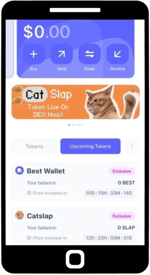 Best WalletアプリのUpcoming TokensでCatSlapを検索