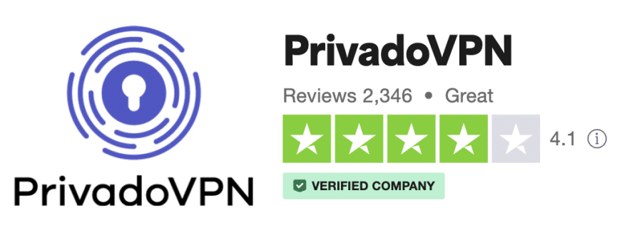 PrivadoVPN Trustpilot įvertinimas ir atsiliepimai