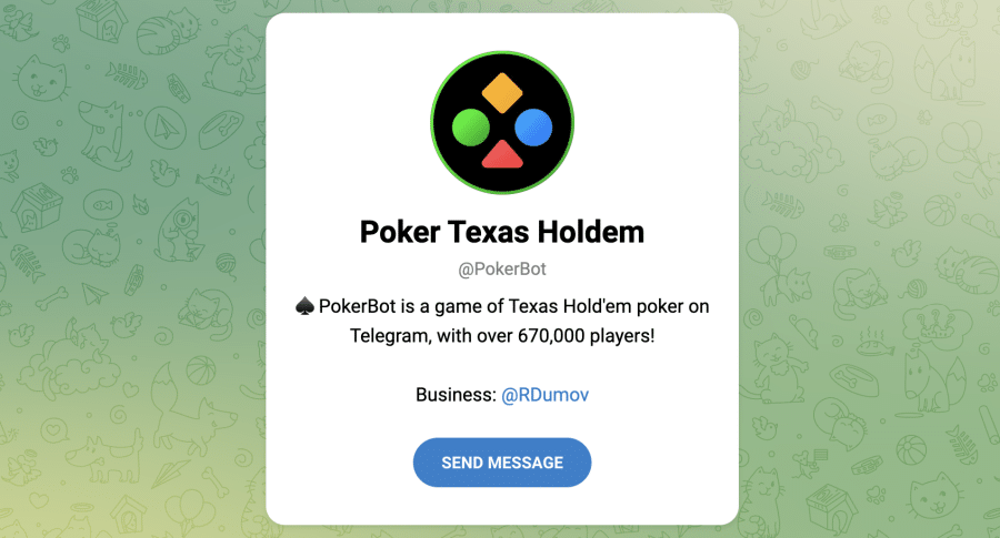 4. Poker Bot – nemokamas pokerio žaidimo Telegram kanalas su daugiau nei 670 000 žaidėjų