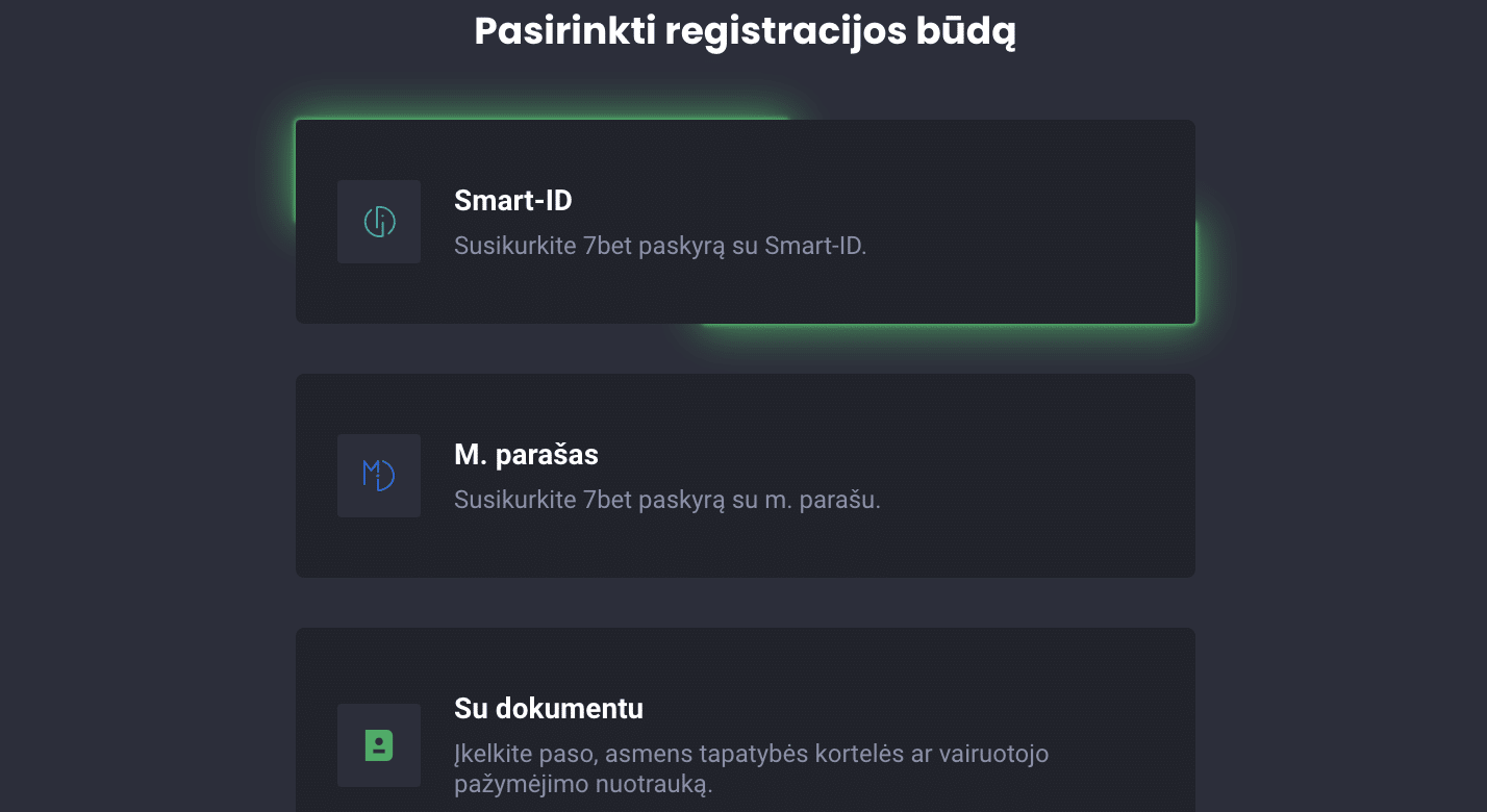 7bet kazino paskyros patvirtinimas ir KYC