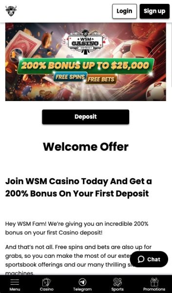 WSM Casino – siūlo vieną didžiausių registracijos premijų