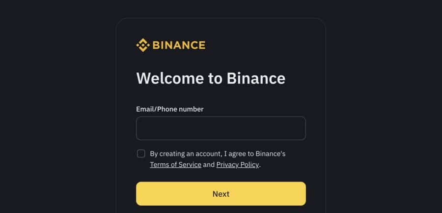 1. solis - reģistrējiet kontu Binance vietnē