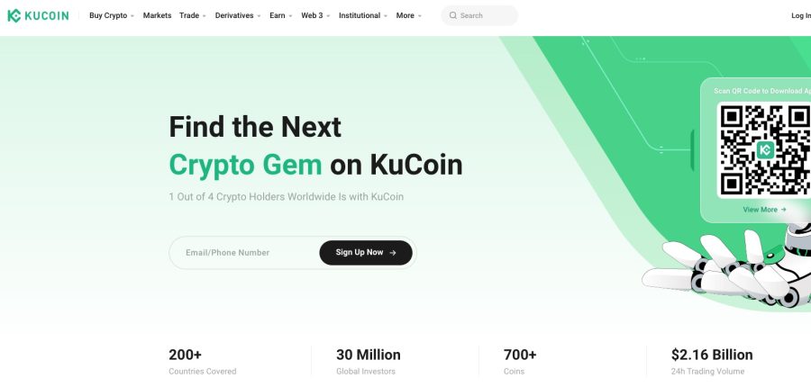 KuCoin - vadošā kriptovalūtu birža ar vairāk nekā 700 kriptovalūtām, ieskaitot Ethereum