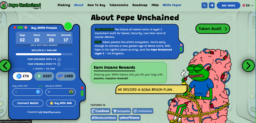 Pepe Unchained ($PEPU)  - mēmu monētu nākotnes inovāciju paraugs 2024. gadā.