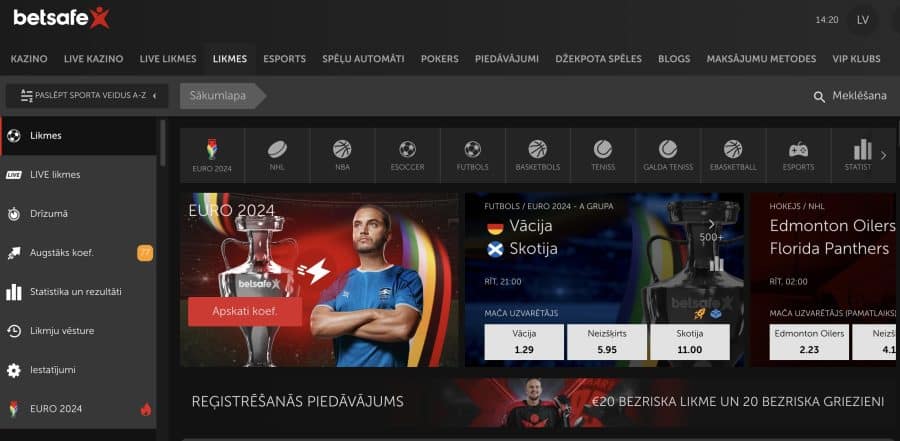 BetSafe - bukmeikers slavens ar savu lielo tirgu dažādību un populārām sporta sacensībām