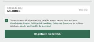 Bet365 casino méxico código