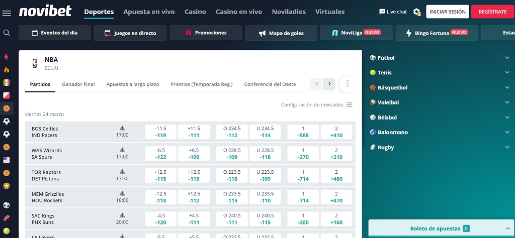 Apuestas NBA Novibet