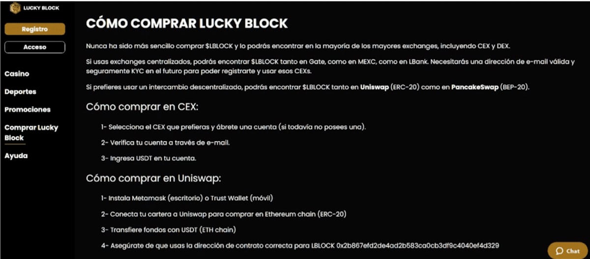 Compra criptomonedas en Lucky Block